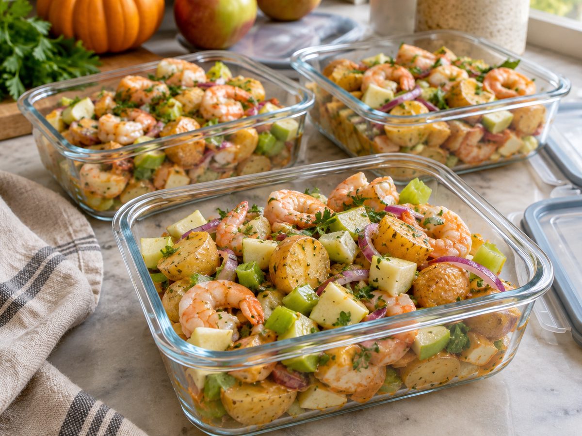 Autumn Shrimp & Creamer Potato Salad with Pumpkin-Dijon Dressing