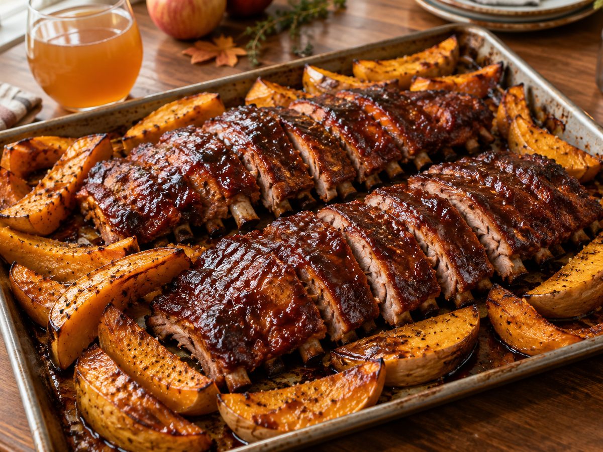 Oven-Braised Baby Back Ribs with Roasted Butternut Squash
