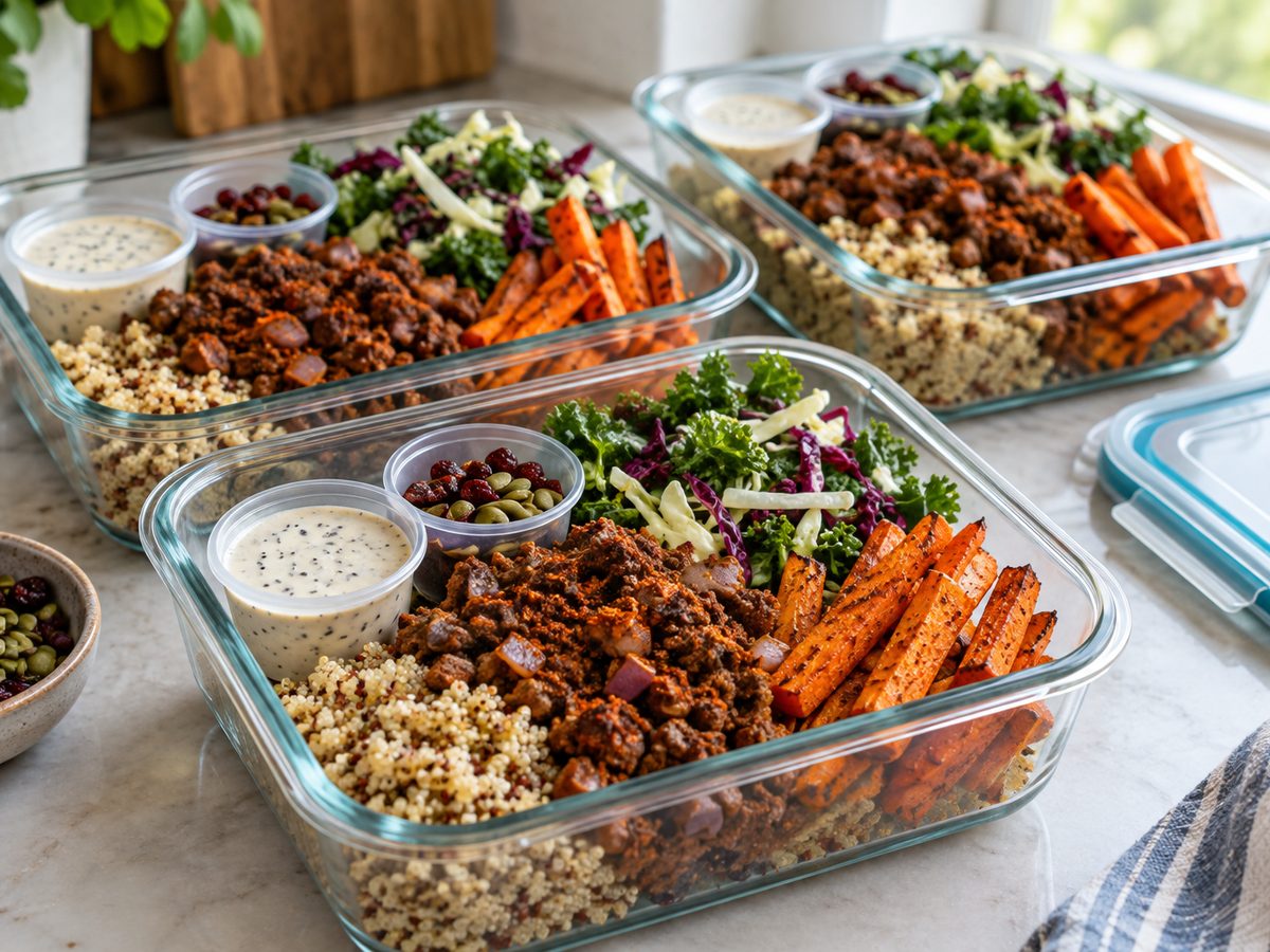 Smoky Beef and Sweet Kale Quinoa Lunch Bowls