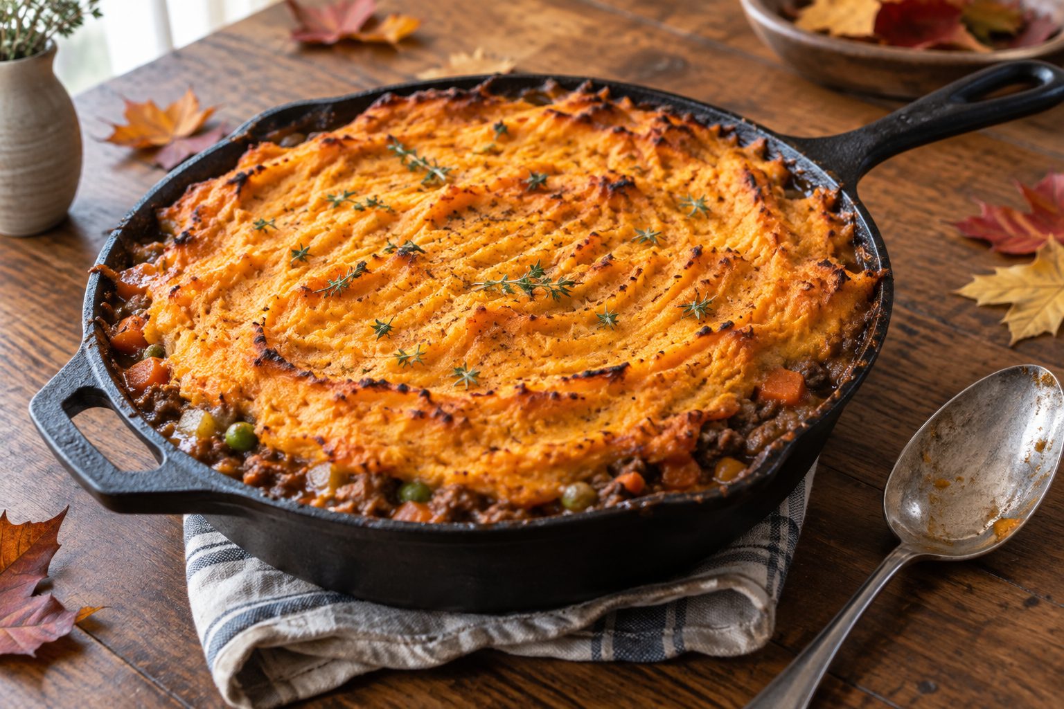 Autumn Skillet Shepherd’s Pie with Sweet Potato Mash