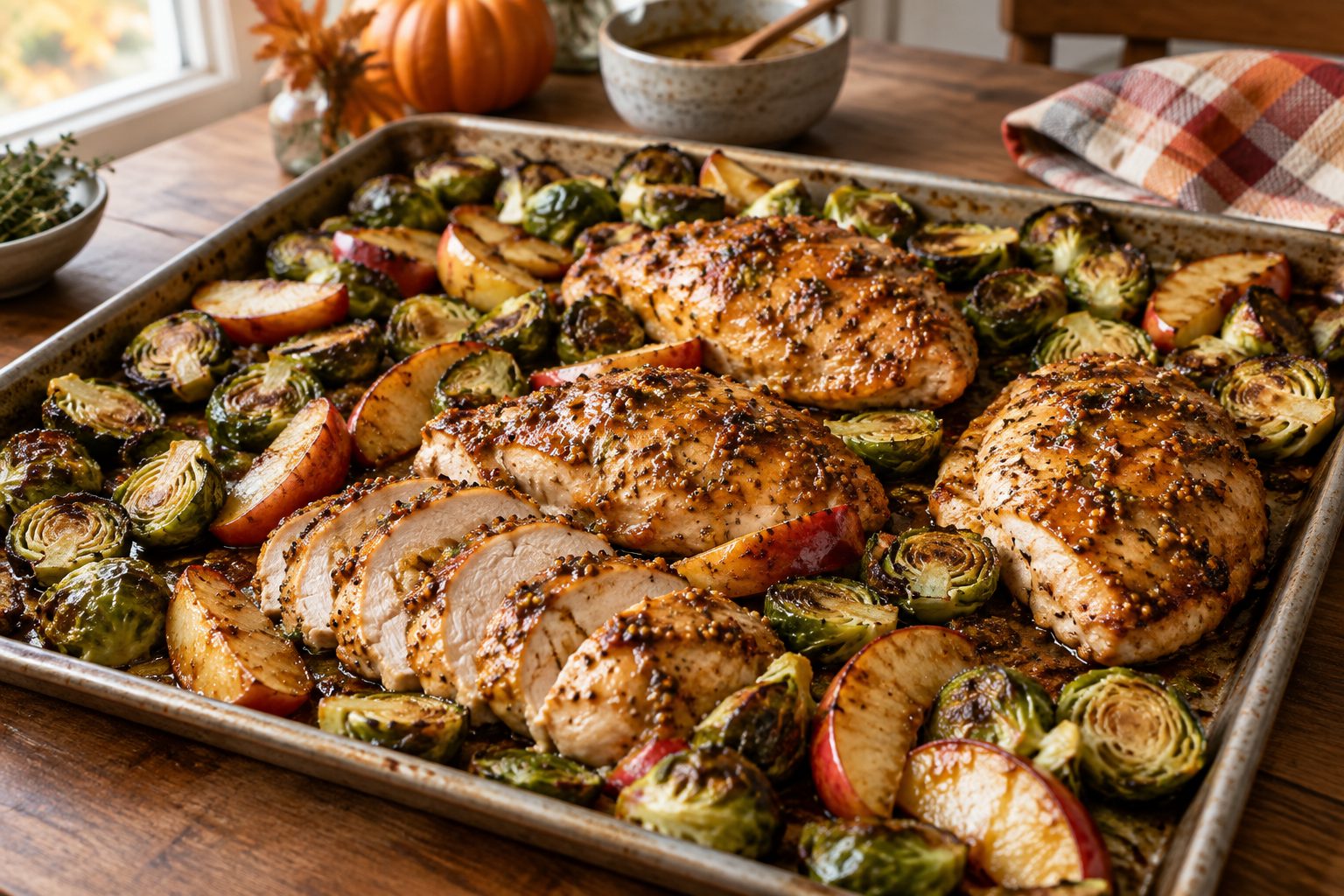 Sheet Pan Chicken Breasts with Roasted Brussels & Apples